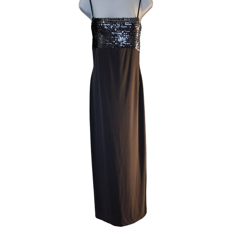 XOXO Dark Gray Sequin Spaghetti Strap Maxi Dress Size M Evening Formal Y2K